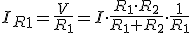 I_R_2=\displaystyle\frac{V}{R_2}= I\cdot{}\displaystyle\frac{R_1\cdot{}R_2}{R_1+R_2}\displaystyle\frac{1}{R_2}\cdot{}