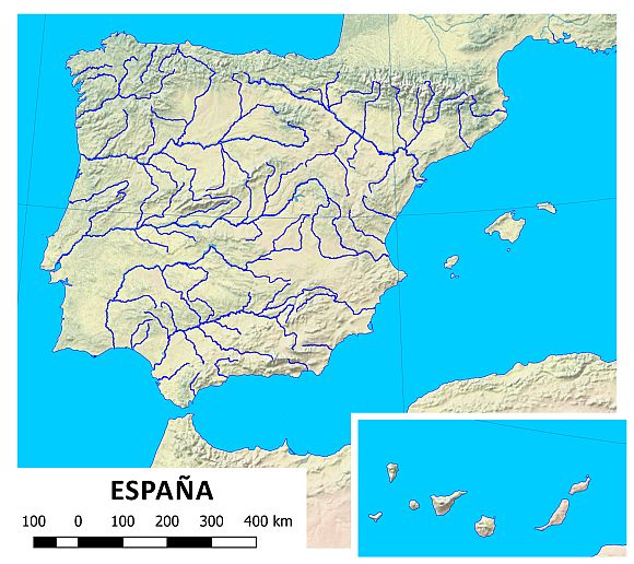 Mapa mudo físico de España Mapa mudo físico de España