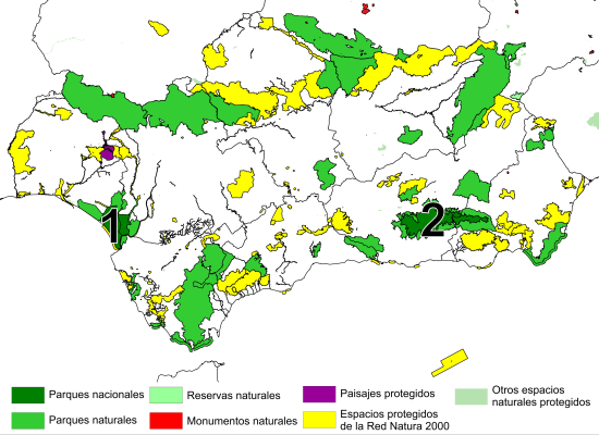 Espacios naturales protegidos en Andalucía Espacios naturales protegidos en Andalucía