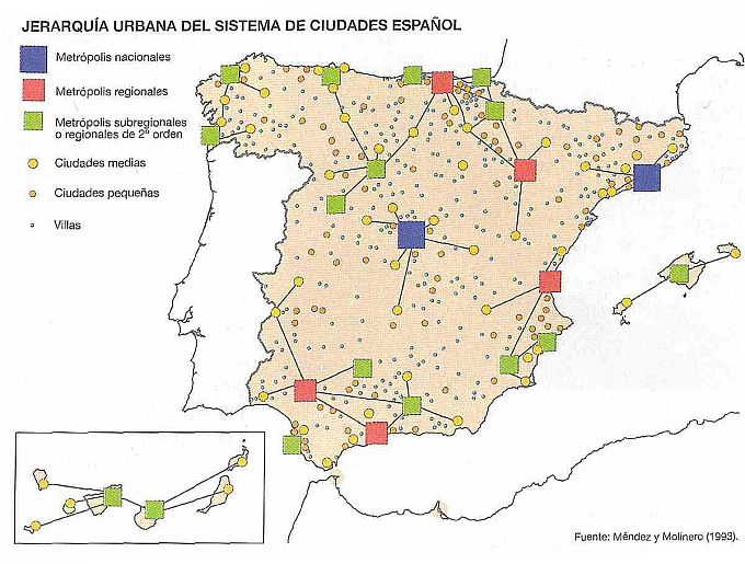 Jerarquía urbana en 1993