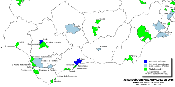 Jerarquía urbana andaluza en 2016 Jerarquía urbana andaluza en 2016
