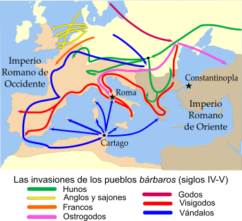 Mapa de las invasiones bárbaras Mapa de las invasiones bárbaras