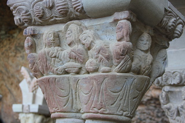 Última cena en capitel de San Juan de la Peña