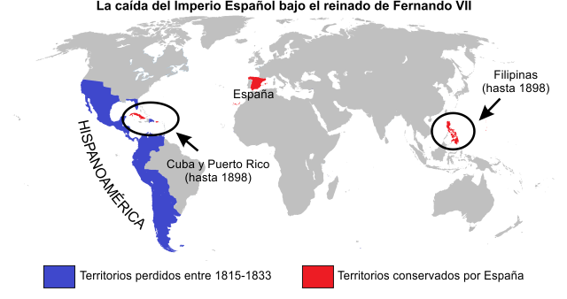 Pérdidas coloniales bajo el reinado de Fernando VII