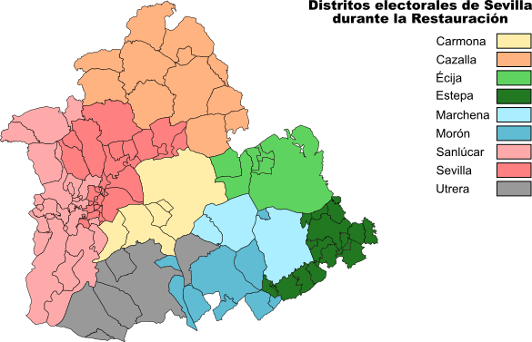Distritos electorales en Sevilla durante la Restauración Distritos electorales en Sevilla durante la Restauración