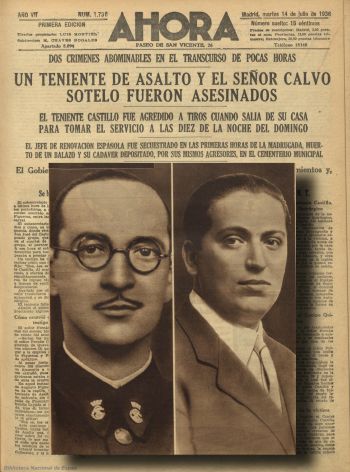 Portada de periódico del 14 de julio de 1936
