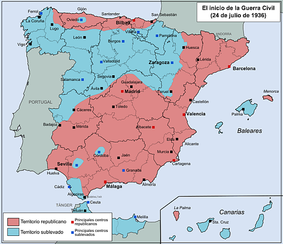 España al comienzo de la guerra civil España al comienzo de la guerra civil