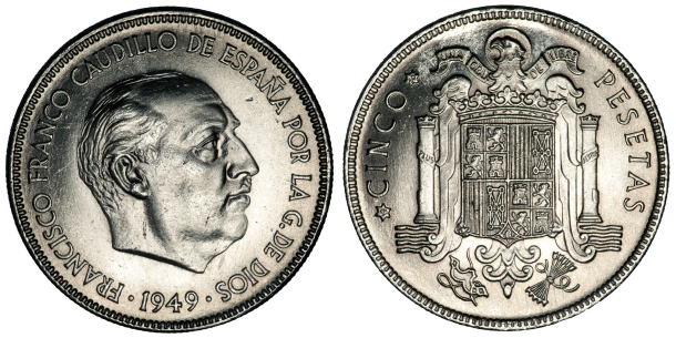 Moneda de 5 pesetas de 1949 Moneda de 5 pesetas de 1949